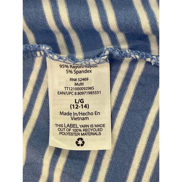 Time and Tru Sleeveless Crewneck Striped Flare Midi Dress Blue/White Size L - Picture 7 of 9